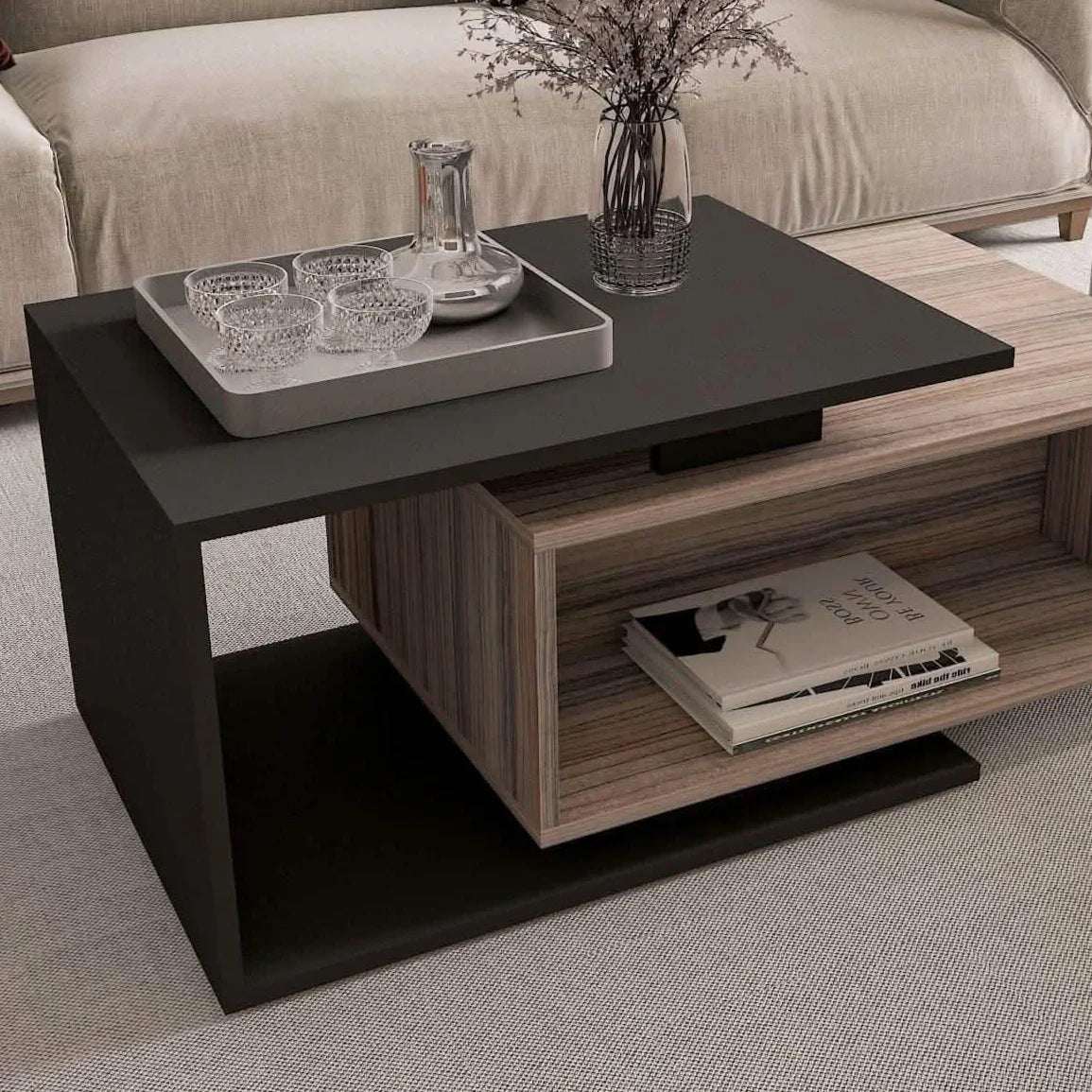 ترابيزة قهوة ام دي اف، 100*50*42 سم