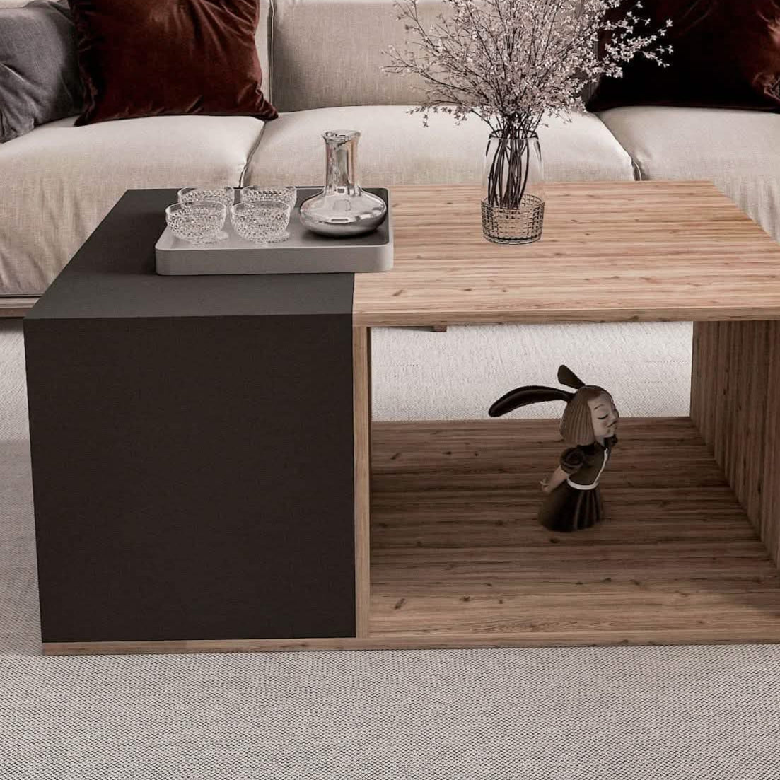 ترابيزة قهوة ام دي اف، 100*60*40 سم