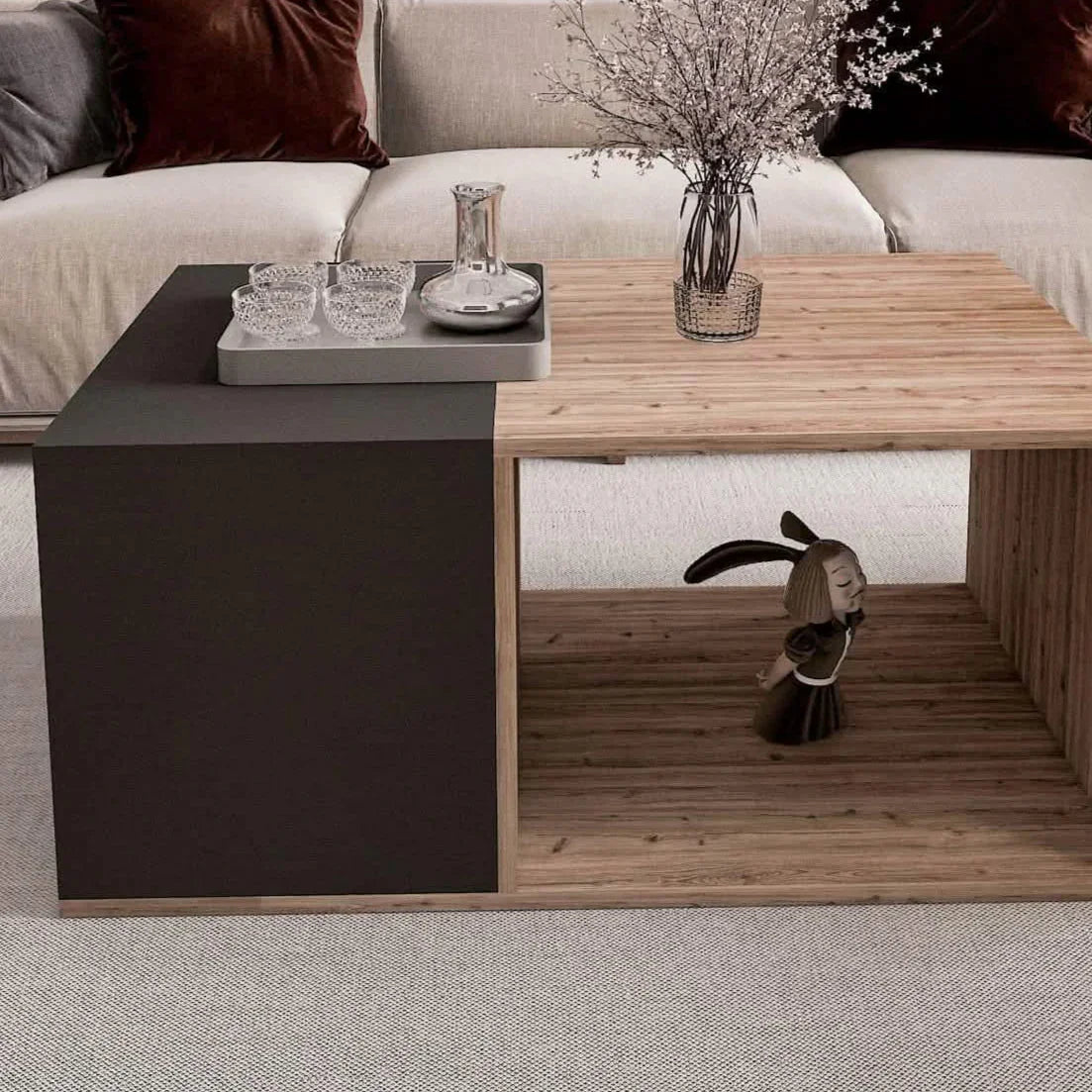 ترابيزة قهوة ام دي اف، 100*60*40 سم