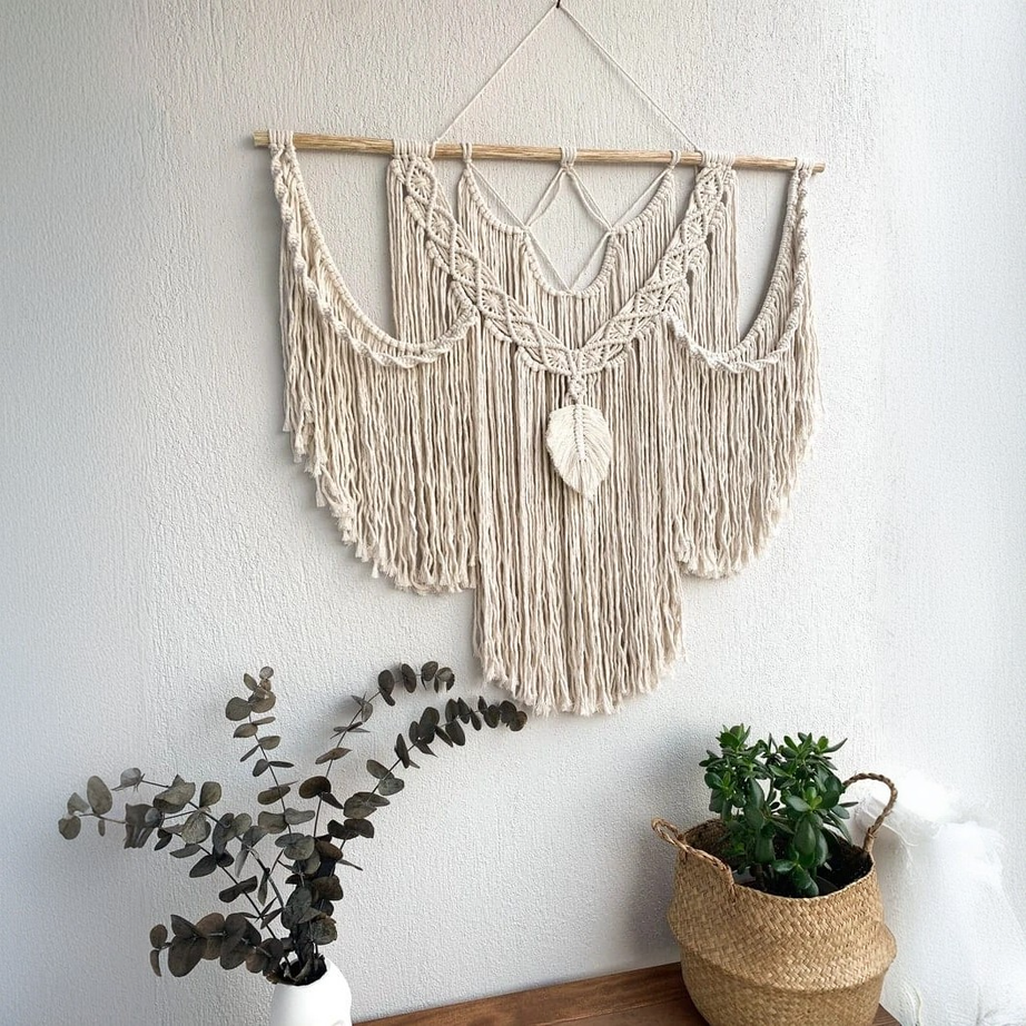 مكرمية حائط خشب، 120*130 سم