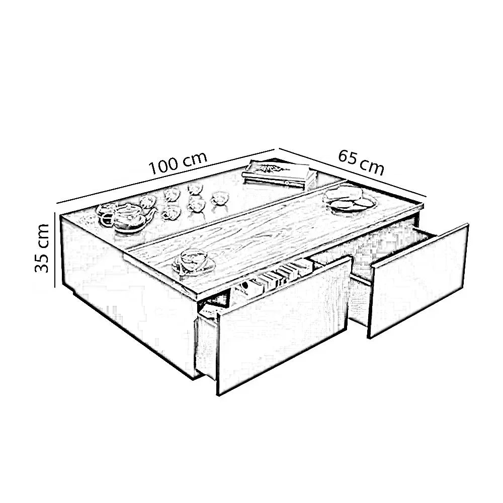 ترابيزة قهوة ام دي اف اسباني، 100*65*35 سم