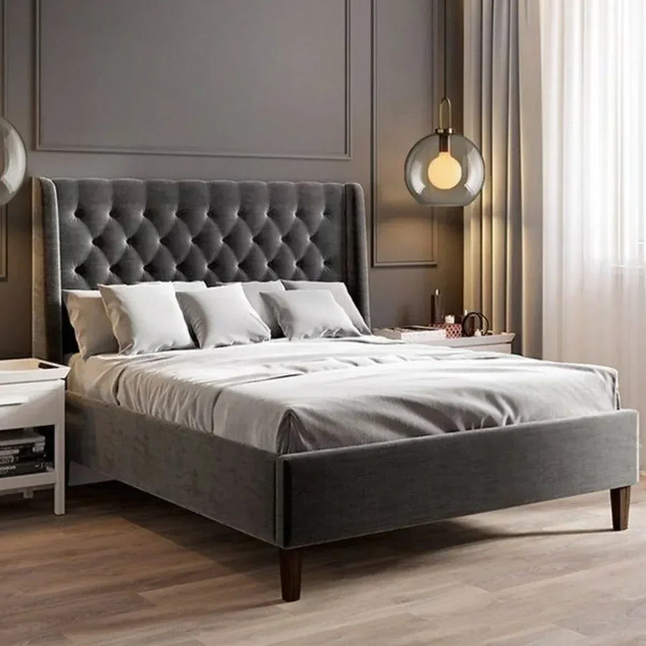 سرير كينج خشب ام دي اف و زان، 160*200*120 سم