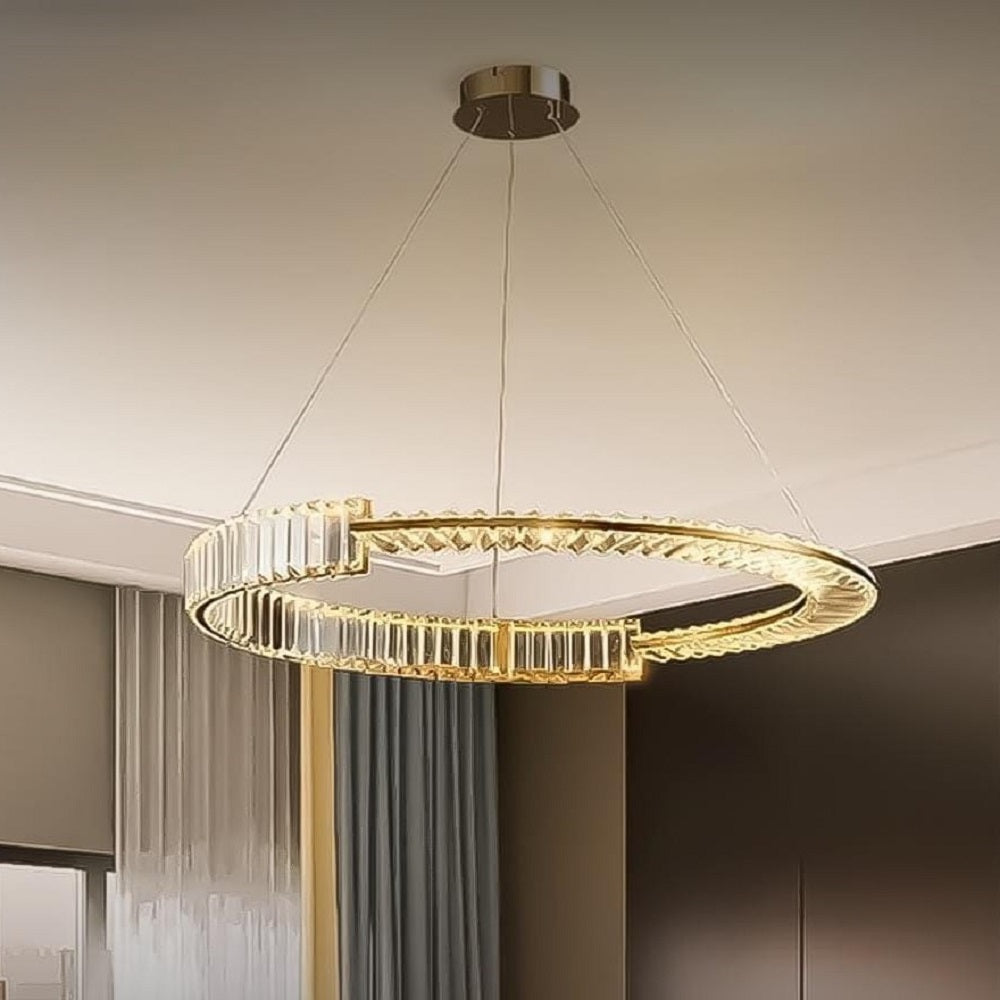 نجفة ستيل و كريستال، 60*75 سم- ذهبي