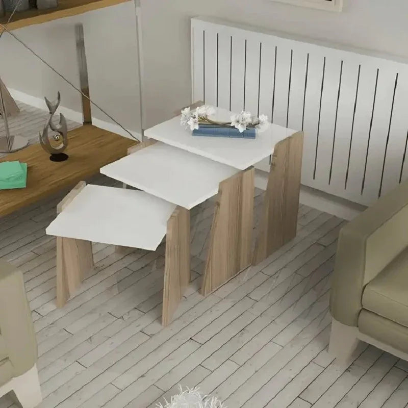 طقم ترابيزات جانبية ام دي اف، 3 قطع