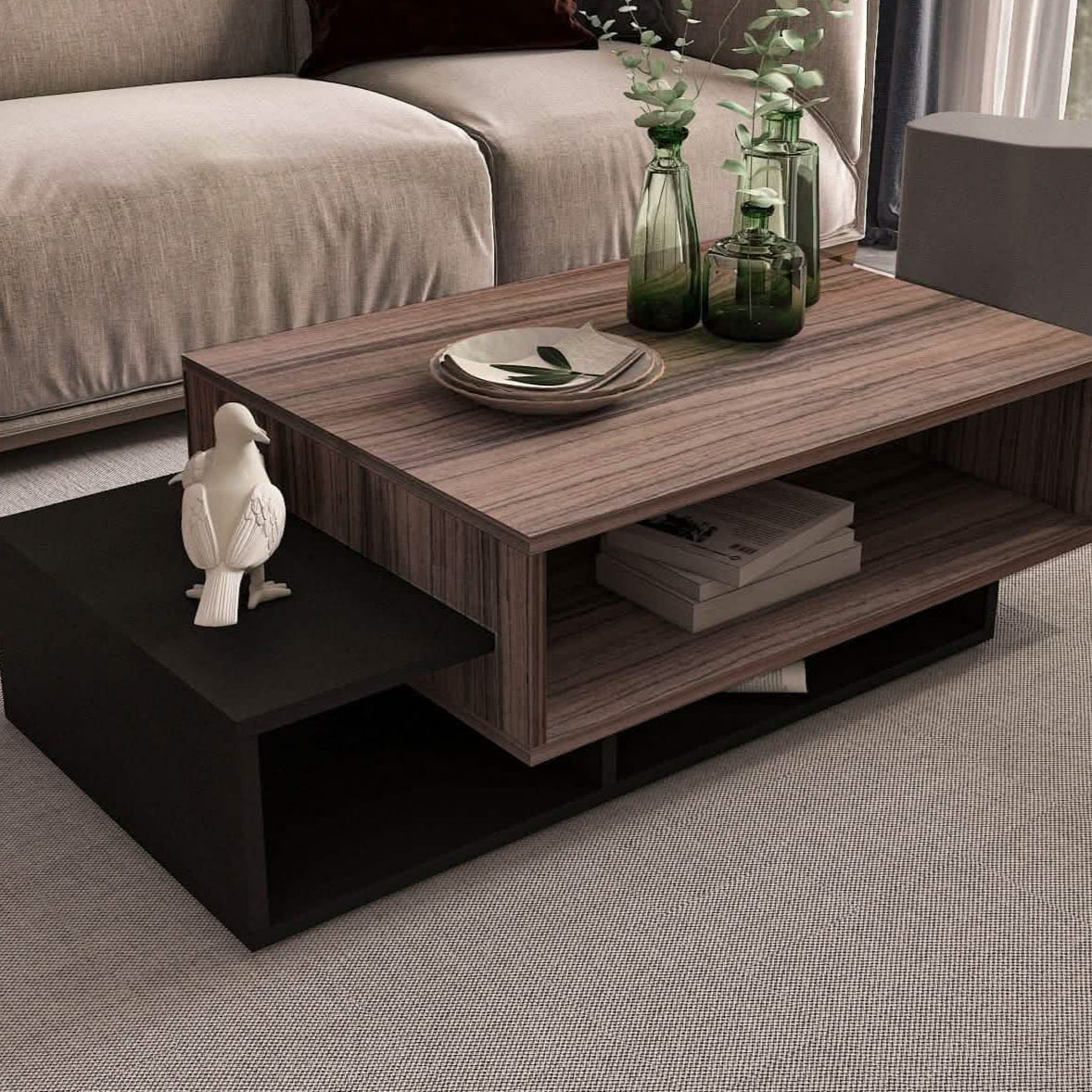 ترابيزة قهوة ام دي اف، 105*60*32 سم