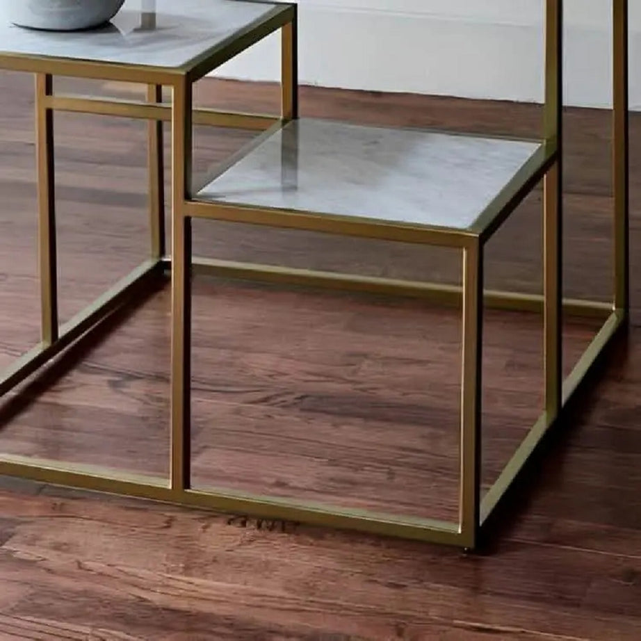 ترابيزة جانبية معدن بسطح رخام، 50*50*55 سم