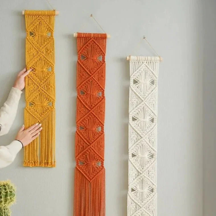 طقم مكرميات حائط خشب، 3 قطع