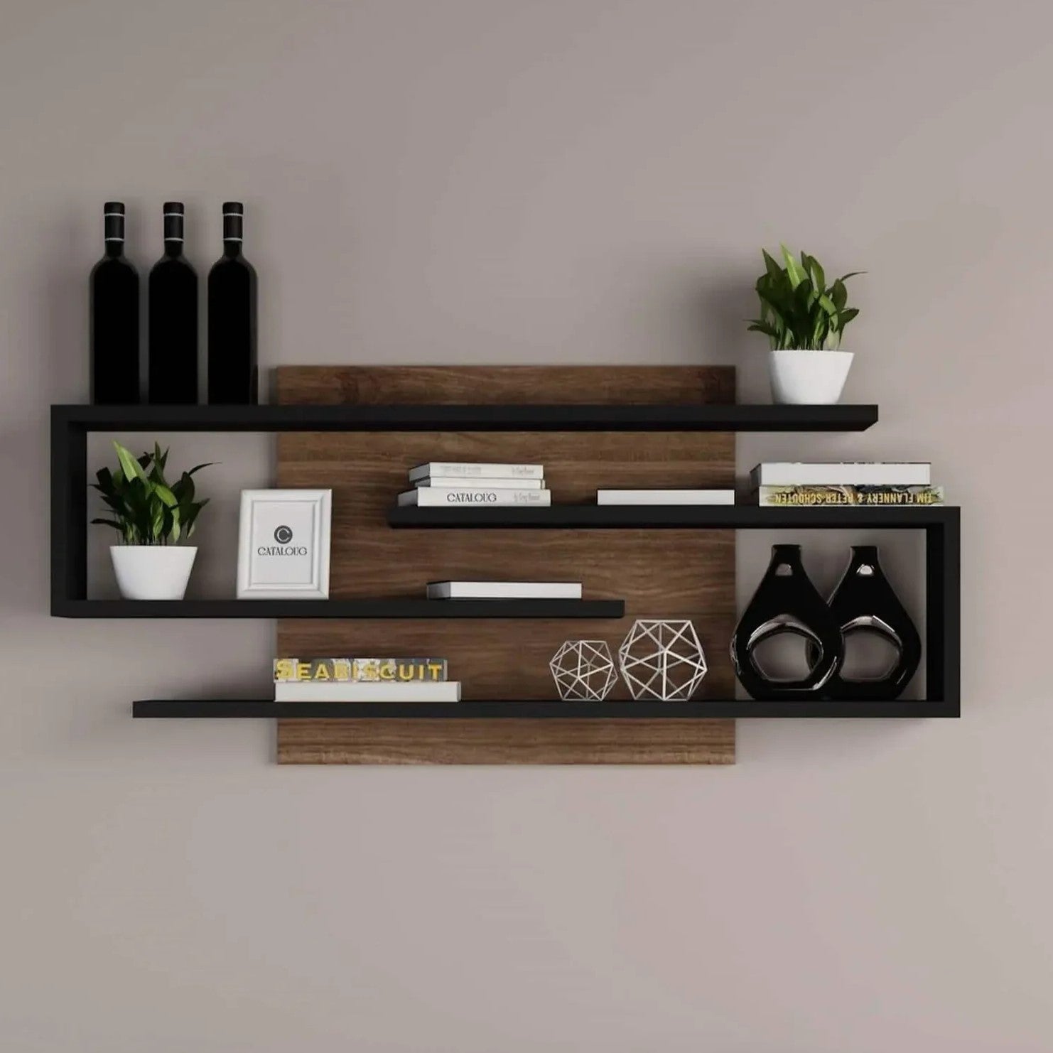 وحدة أرفف حائط ام دي اف، 100*15*44 سم