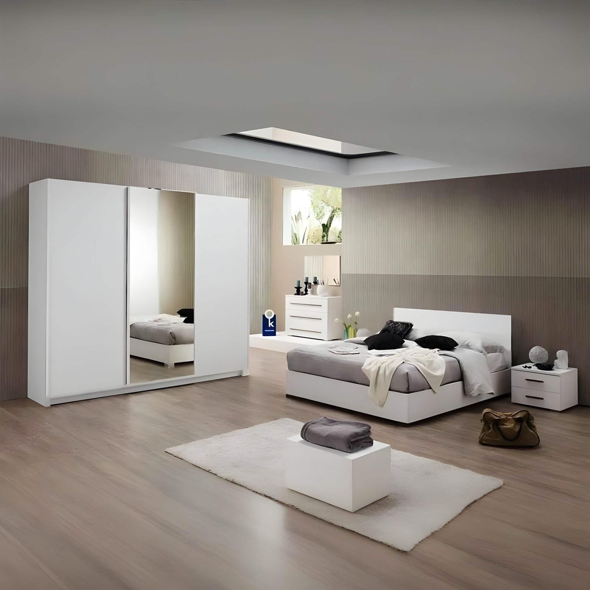 غرفة نوم كاملة، خشب ام دي اف - 5 قطع