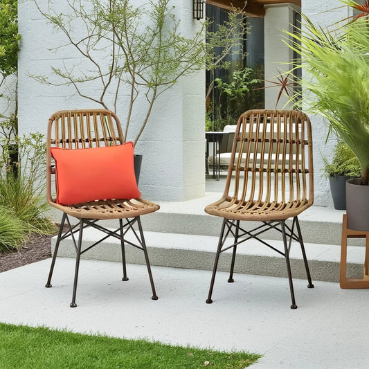 كرسي معدن وراتان، 46*60*88 سم - قطعتين