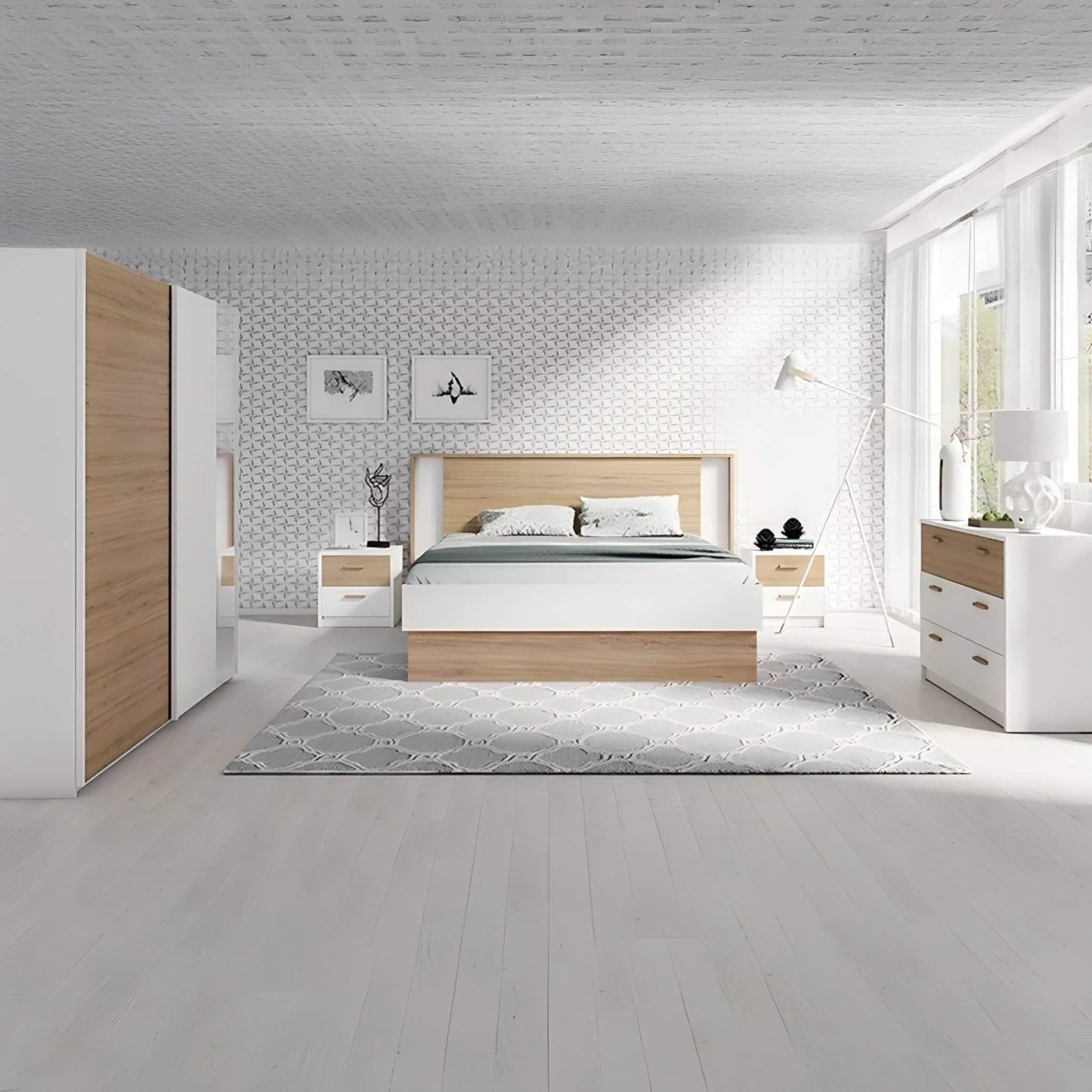 غرفة نوم كاملة، خشب ام دي اف - 5 قطع