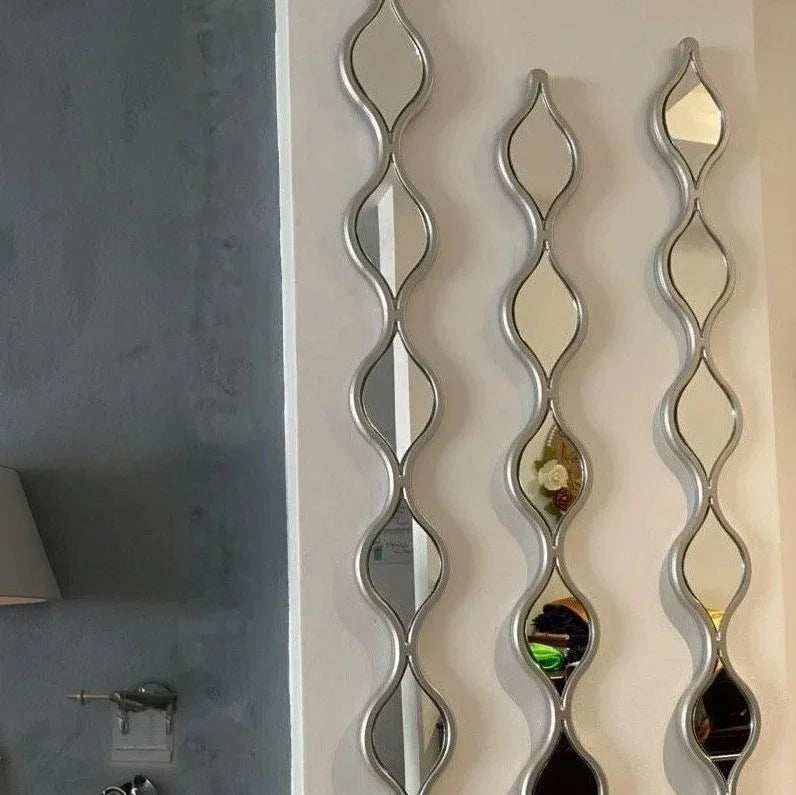 طقم مرايات ديكور حائط بإطار ام دي اف، 10*2*100 سم - 3 قطع