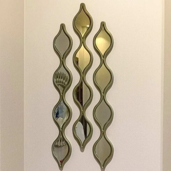 طقم مرايات ديكور حائط بإطار ام دي اف، 10*2*80 سم - 3 قطع