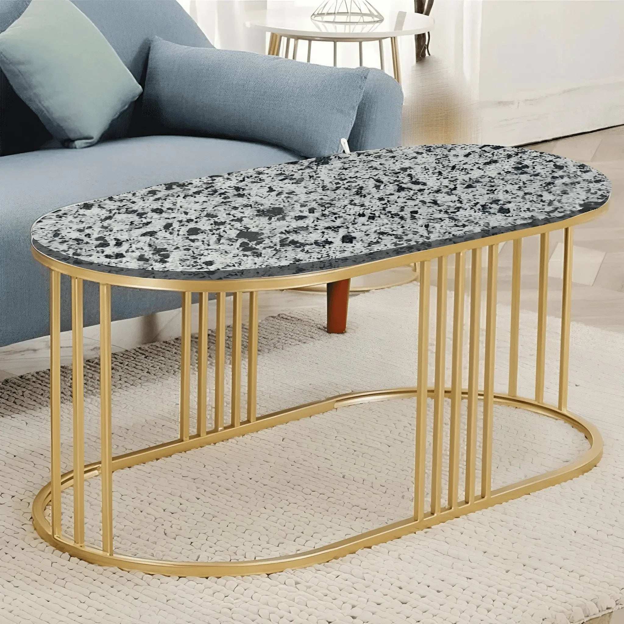 ترابيزة قهوة معدن بسطح جرانيت 100*50*45 سم - LUS54 - Homix
