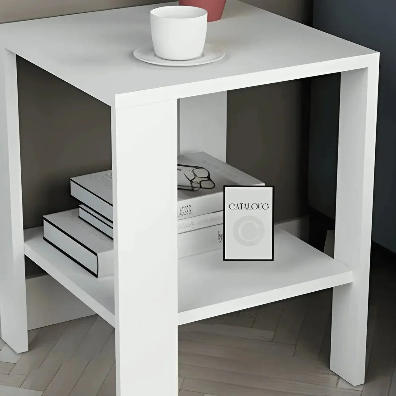 ترابيزة جانبية ام دي اف، 40*40*50 سم - أبيض