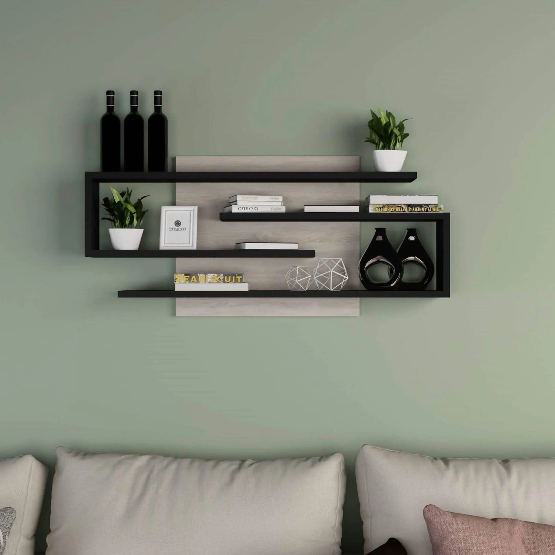 وحدة أرفف حائط ام دي اف، 100*15*44 سم