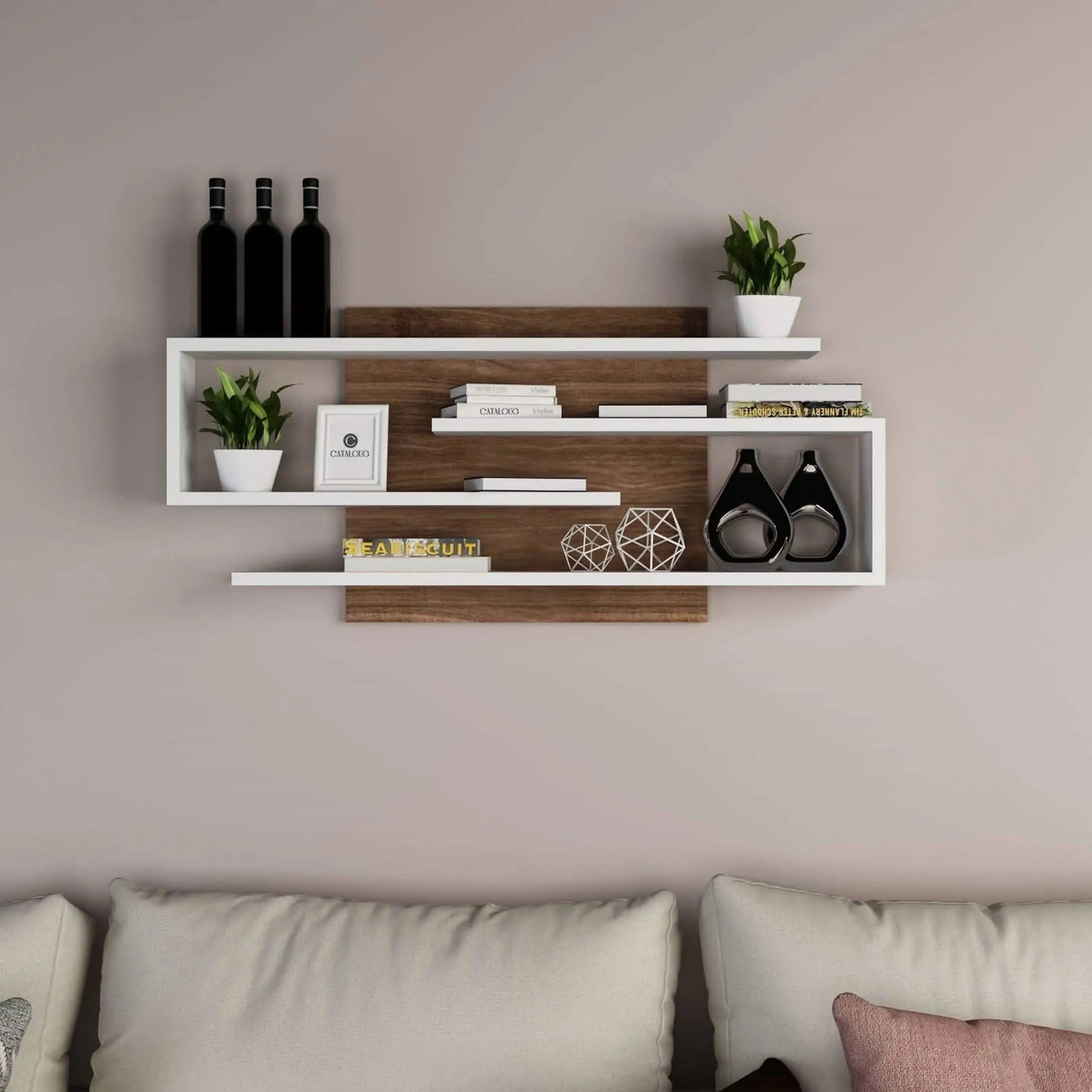 وحدة أرفف حائط ام دي اف، 100*15*44 سم