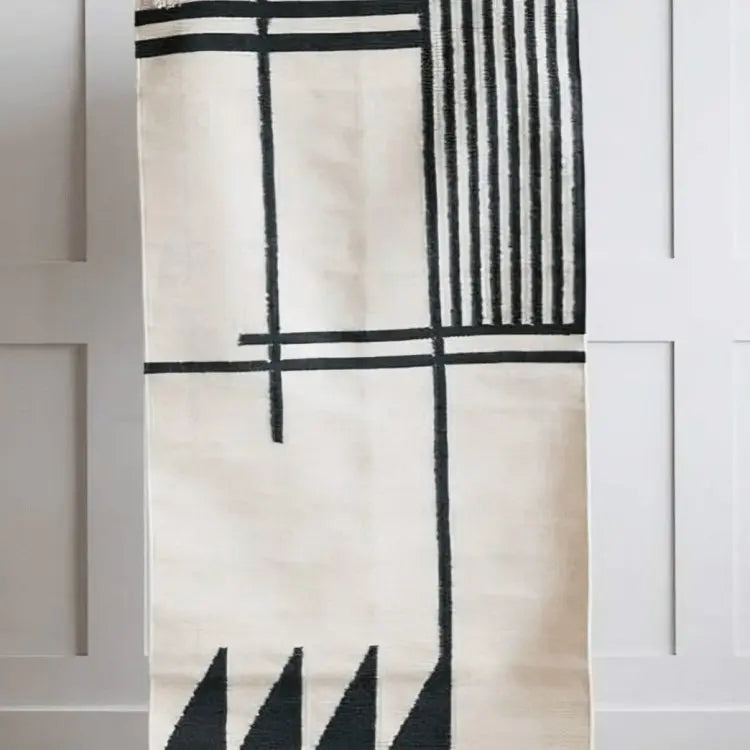 سجادة صوف أسود و بيج 100*200 سم - LUS155 - Homix