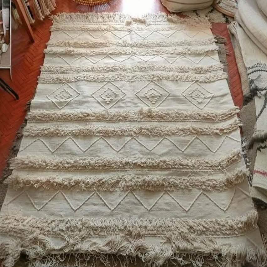 سجادة صوف لون بيج 100*200 سم - LUS92 - Homix