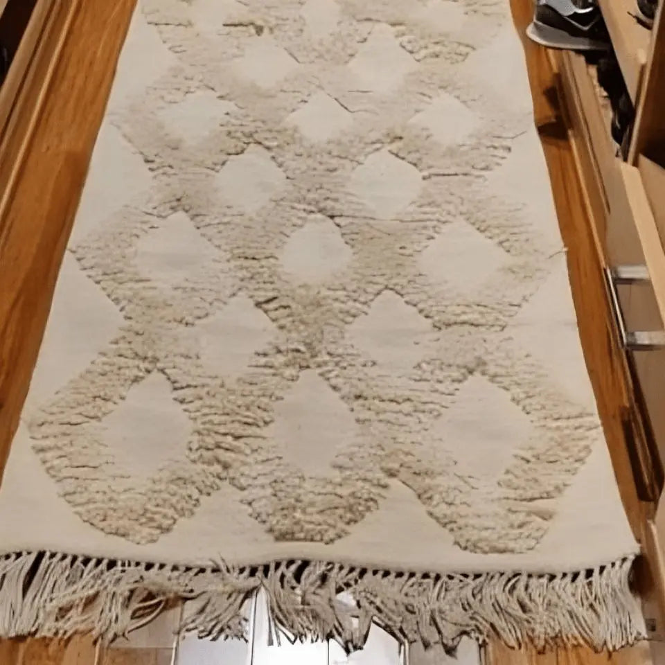 سجادة صوف لون بيج 100*300 سم - LUS108 - Homix