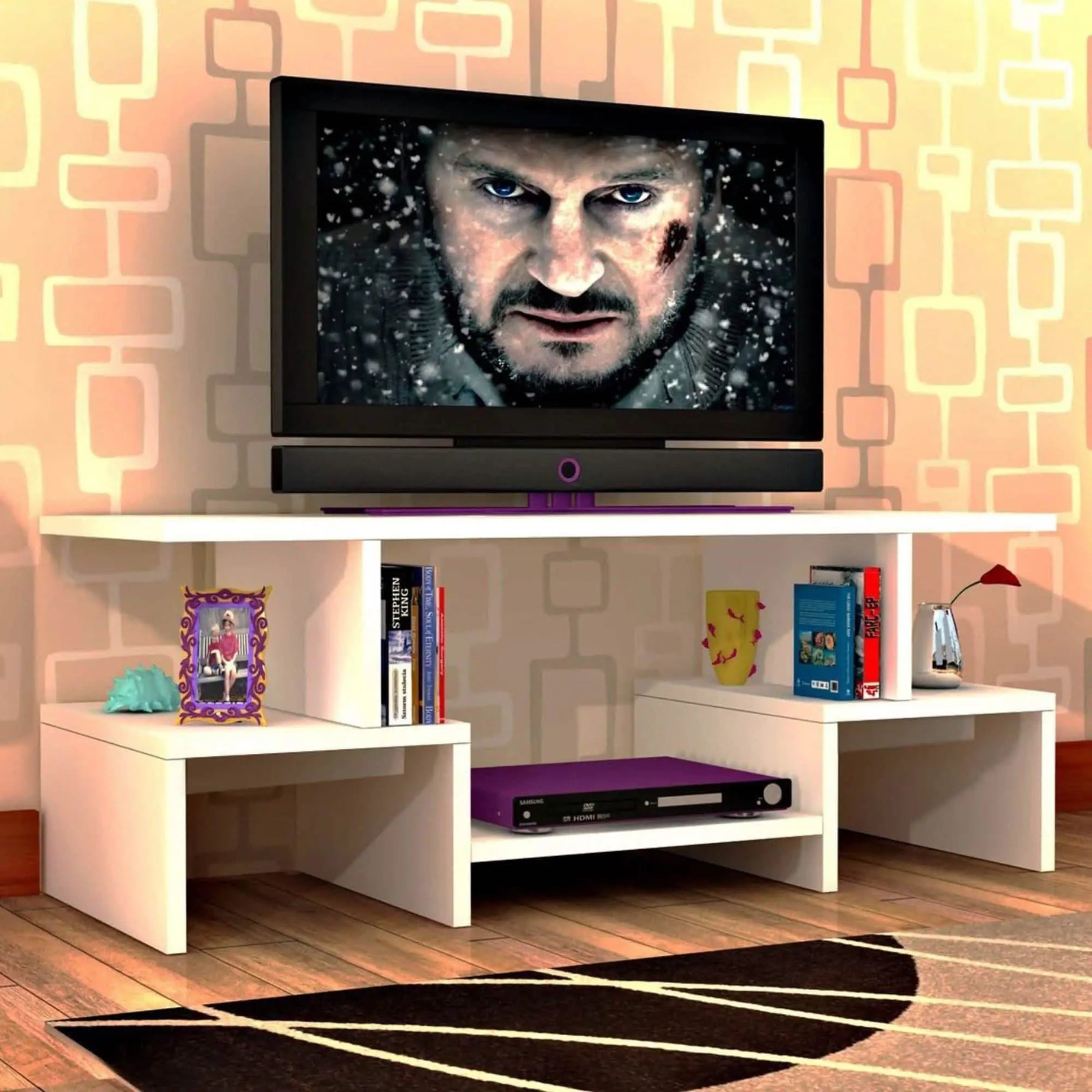 تسوق الأن من هومكس  ترابيزة تليفزيون بأرفف خشب  - FUN31 بأفضل سعر وأفضل جودة 