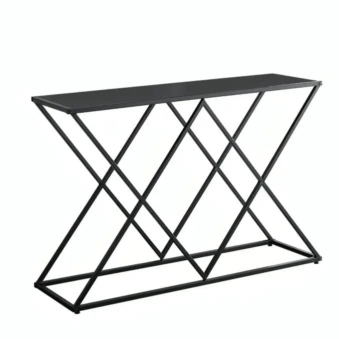 كونسول معدن بسطح خشب، 100*30*90 سم