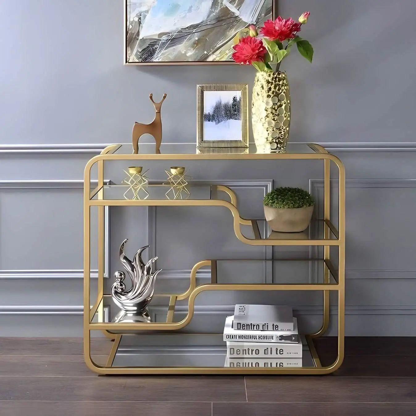 كونسول معدن و زجاج، 100*40*100 سم