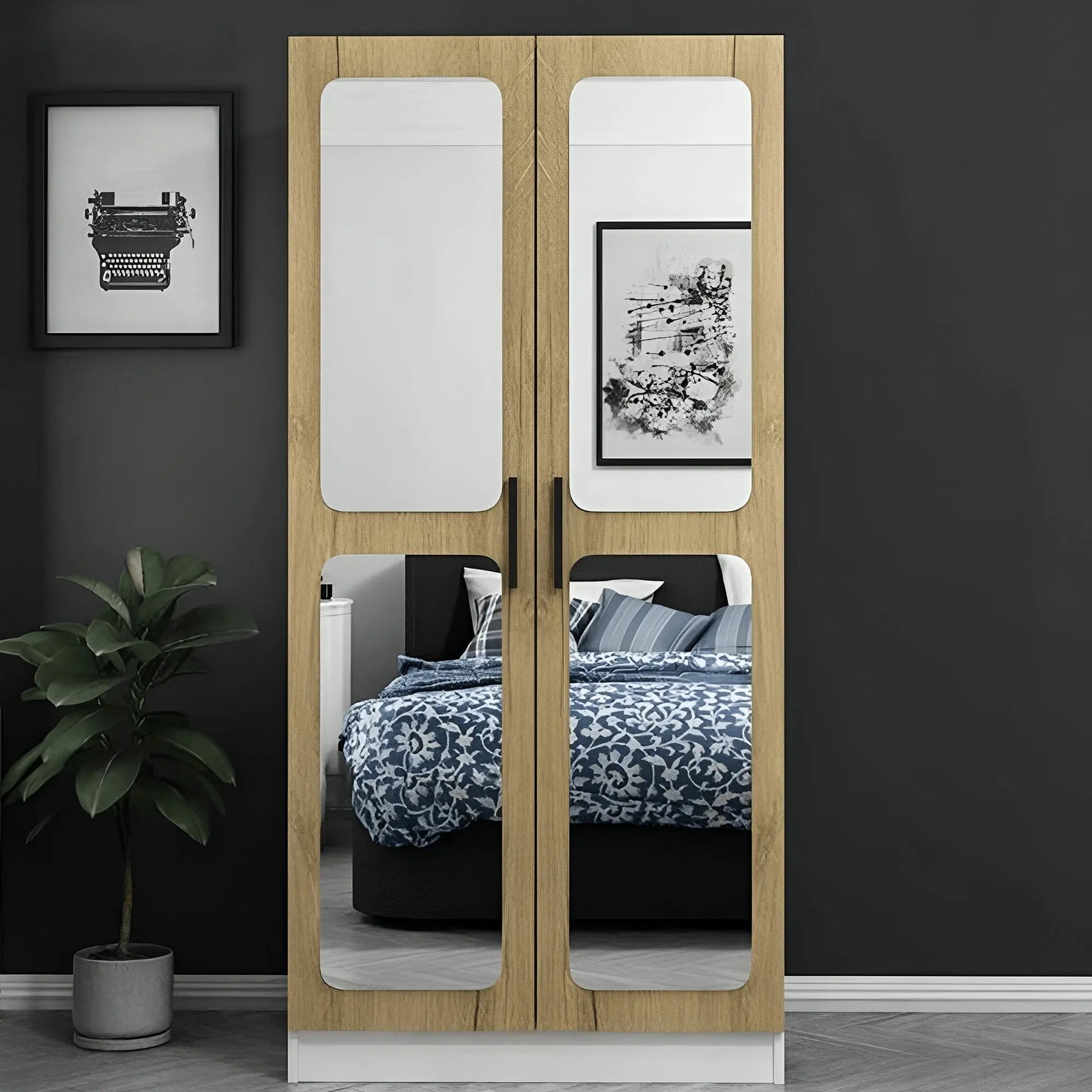 دولاب بمرايا خشب ام دي اف، 100*50*185 سم