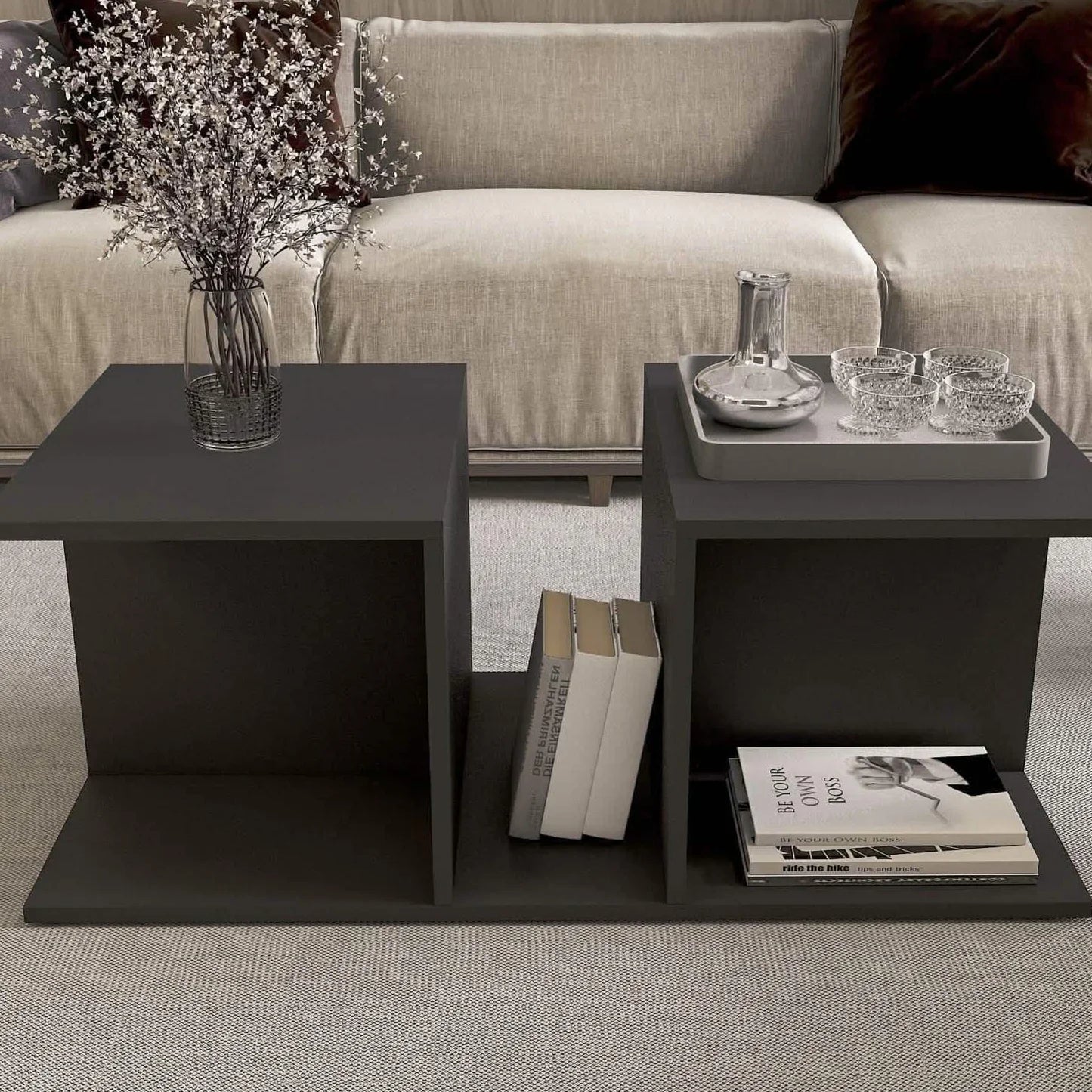 ترابيزة قهوة ام دي اف، 100*50*40 سم