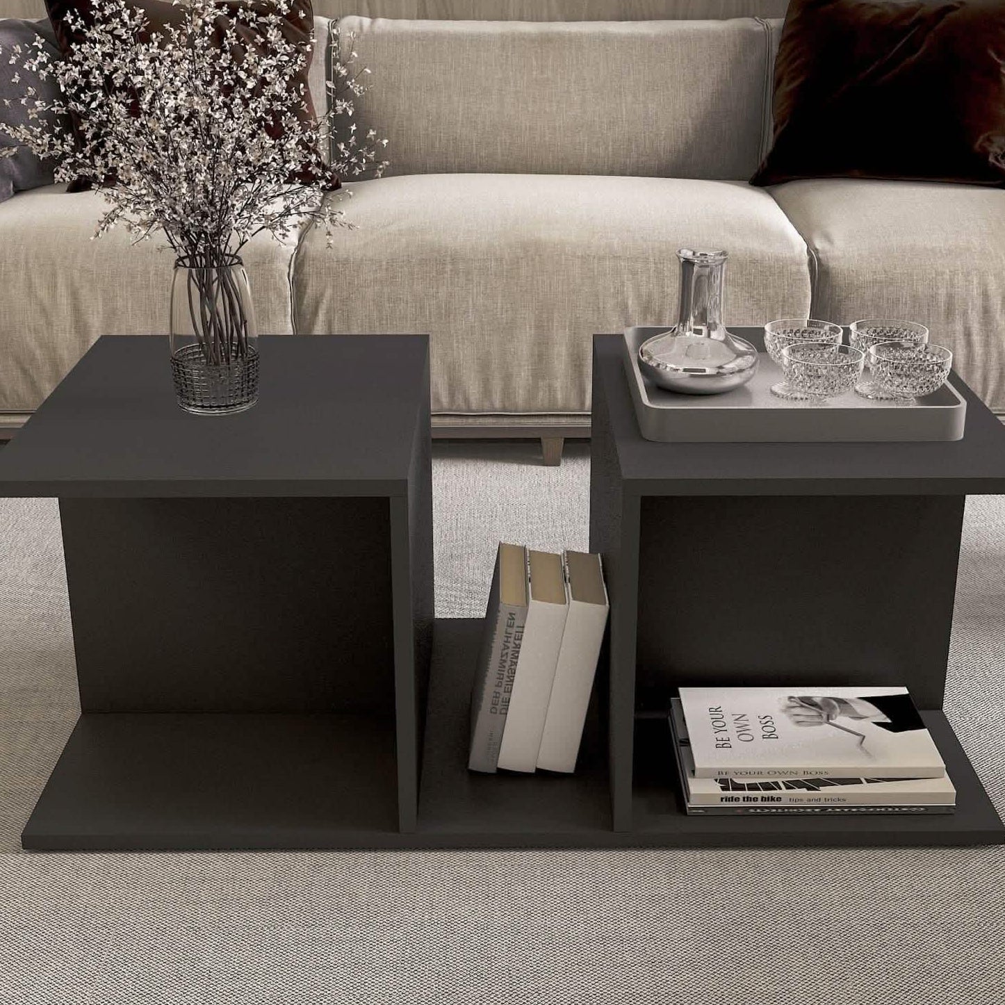 ترابيزة قهوة ام دي اف، 100*50*40 سم