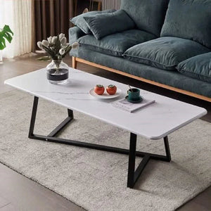 ترابيزة قهوة معدن بسطح خشب، 100*50*45 سم