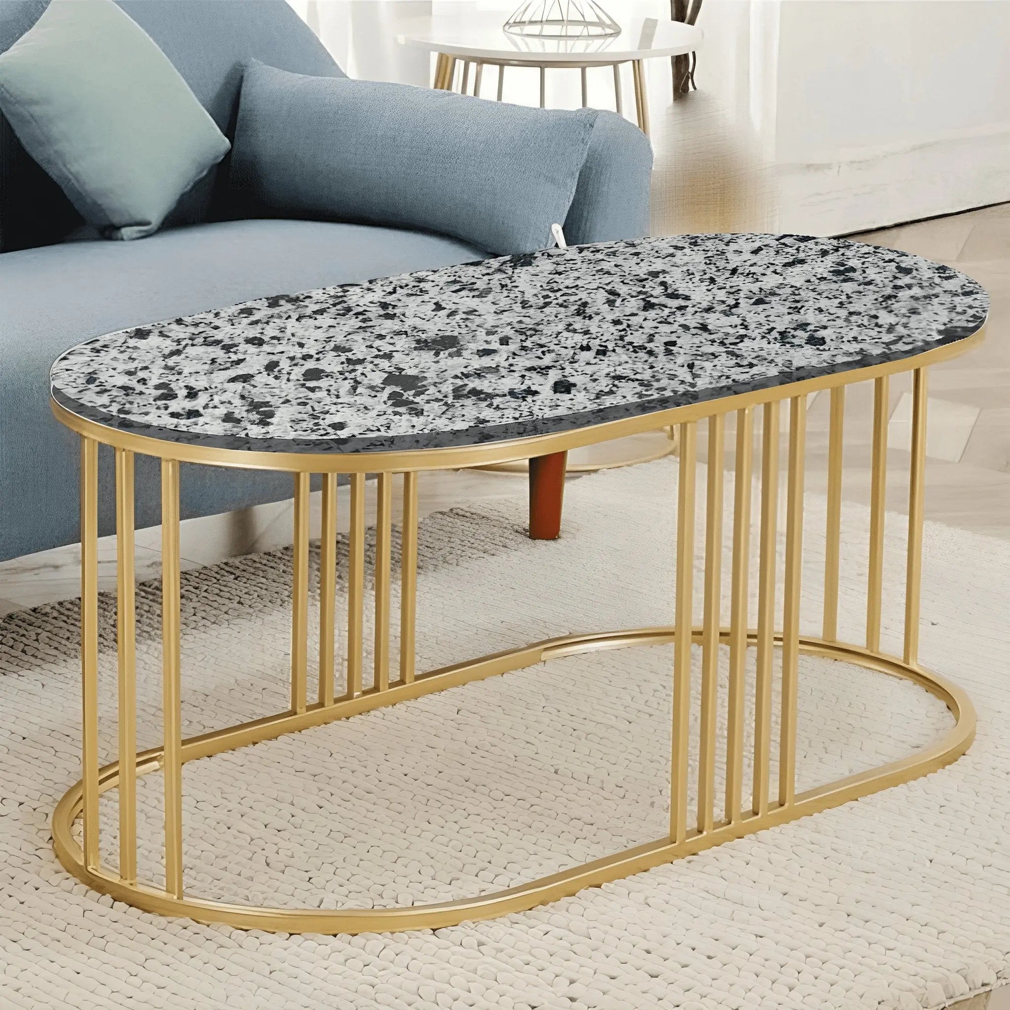 ترابيزة قهوة معدن بسطح جرانيت 100*50*45 سم - LUS54 - Homix