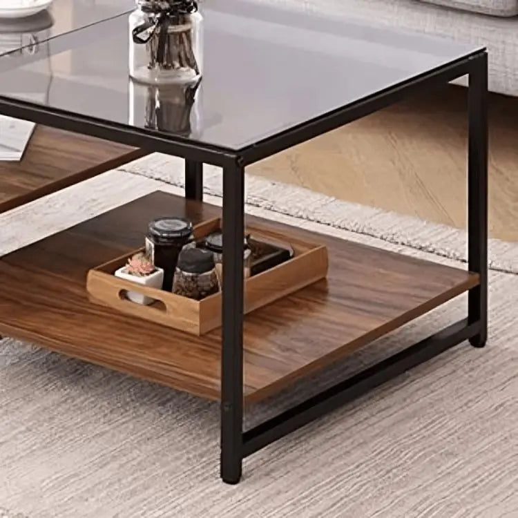 ترابيزة قهوة بسطح زجاج 100*50*45 سم - LUS68 - Homix