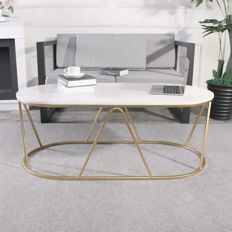 ترابيزة قهوة ستيل بسطح رخام، 100*50*45 سم