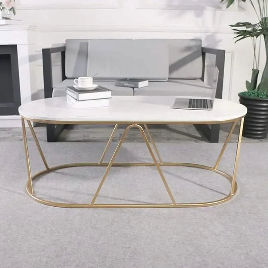 ترابيزة قهوة ستيل بسطح رخام، 100*50*45 سم