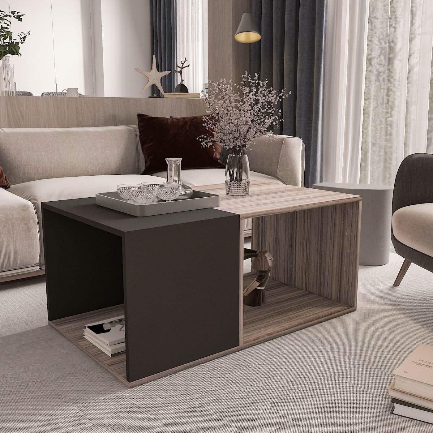 تسوق الأن من هومكس  ترابيزة قهوة ام دي اف 100*60*40 سم - ZAT8 بأفضل سعر وأفضل جودة 