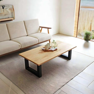 ترابيزة قهوة معدن وخشب 50*100*35 سم - ROW20 Iron Wood