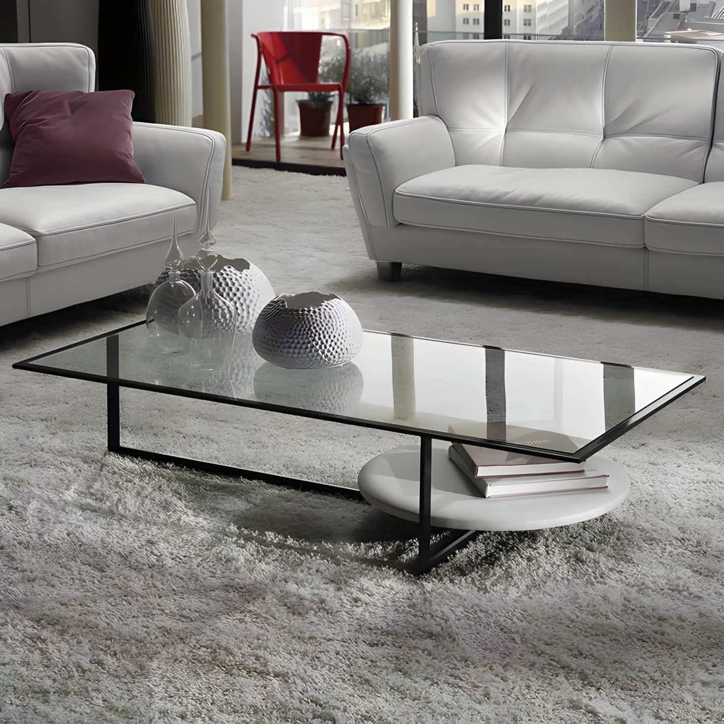 ترابيزة قهوة بسطح زجاج 50*100*40 سم - RON88 Royal Iron