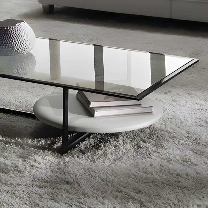 ترابيزة قهوة بسطح زجاج 50*100*40 سم - RON88 Royal Iron