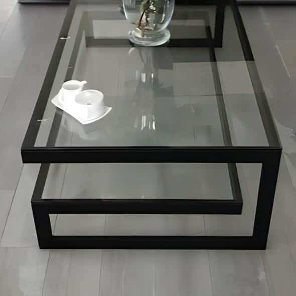 ترابيزة قهوة بسطح زجاج 60*100*40 سم - RON85 Royal Iron