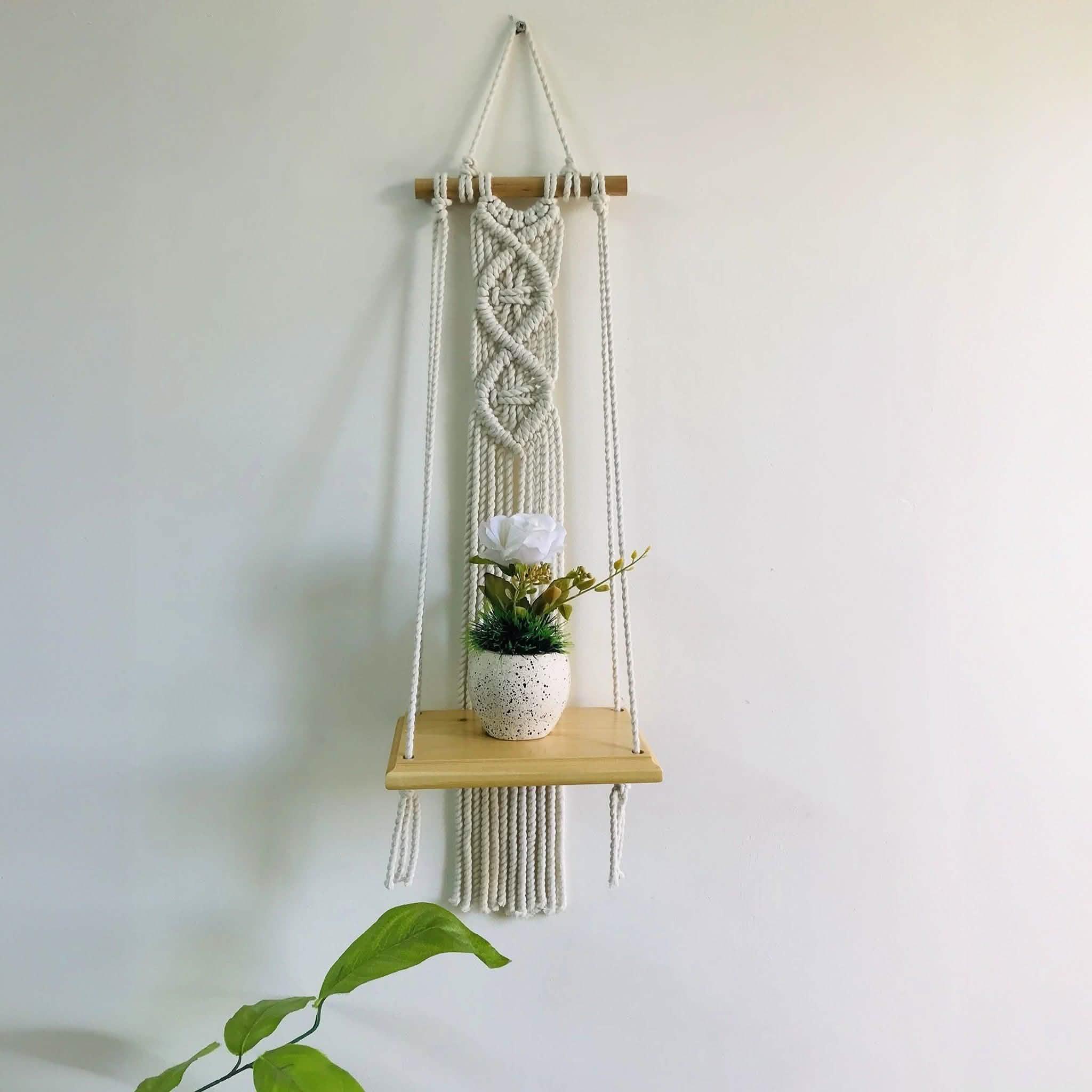 رف مكرمية قطن وموسكي، 70*22*14 سم