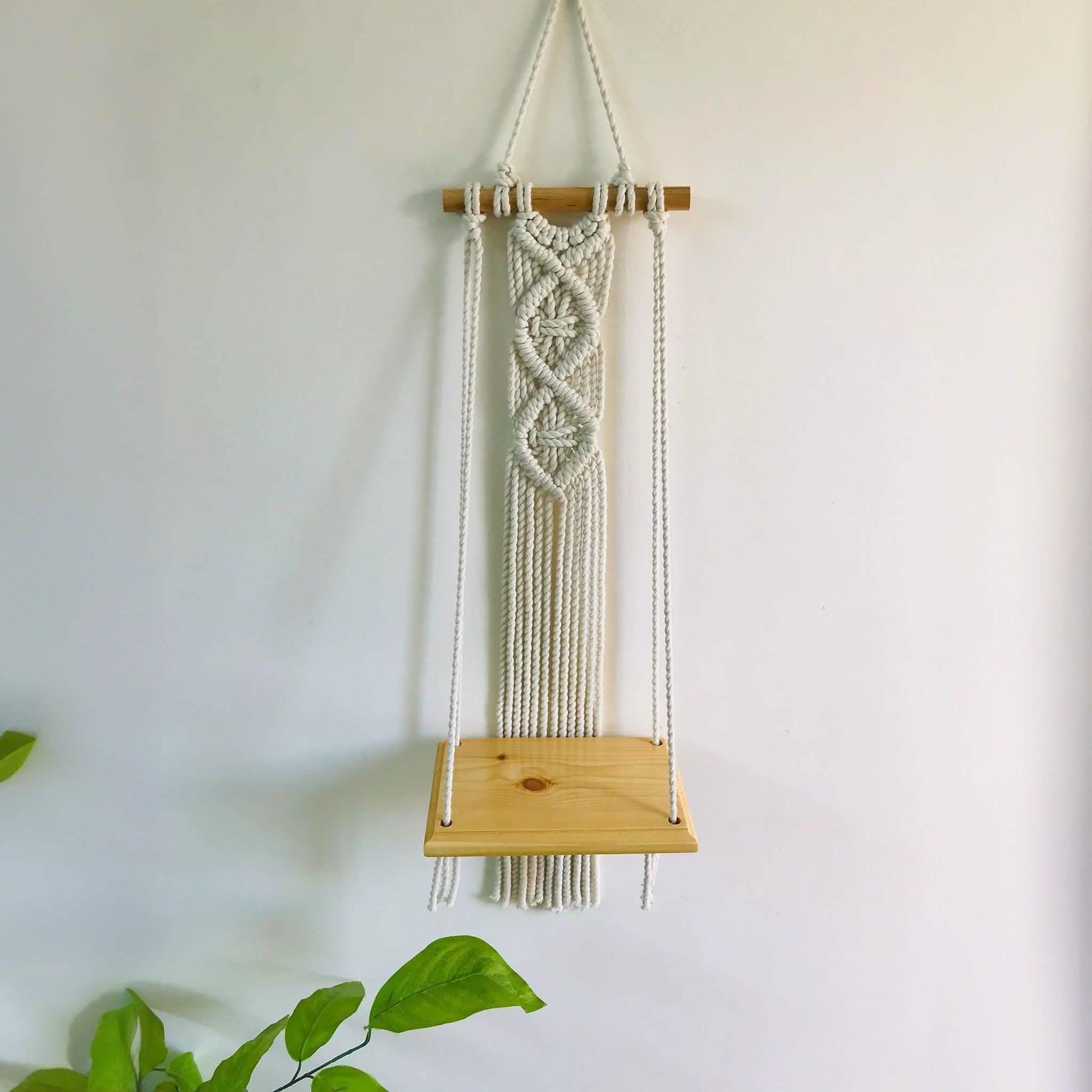 رف مكرمية قطن وموسكي، 70*22*14 سم