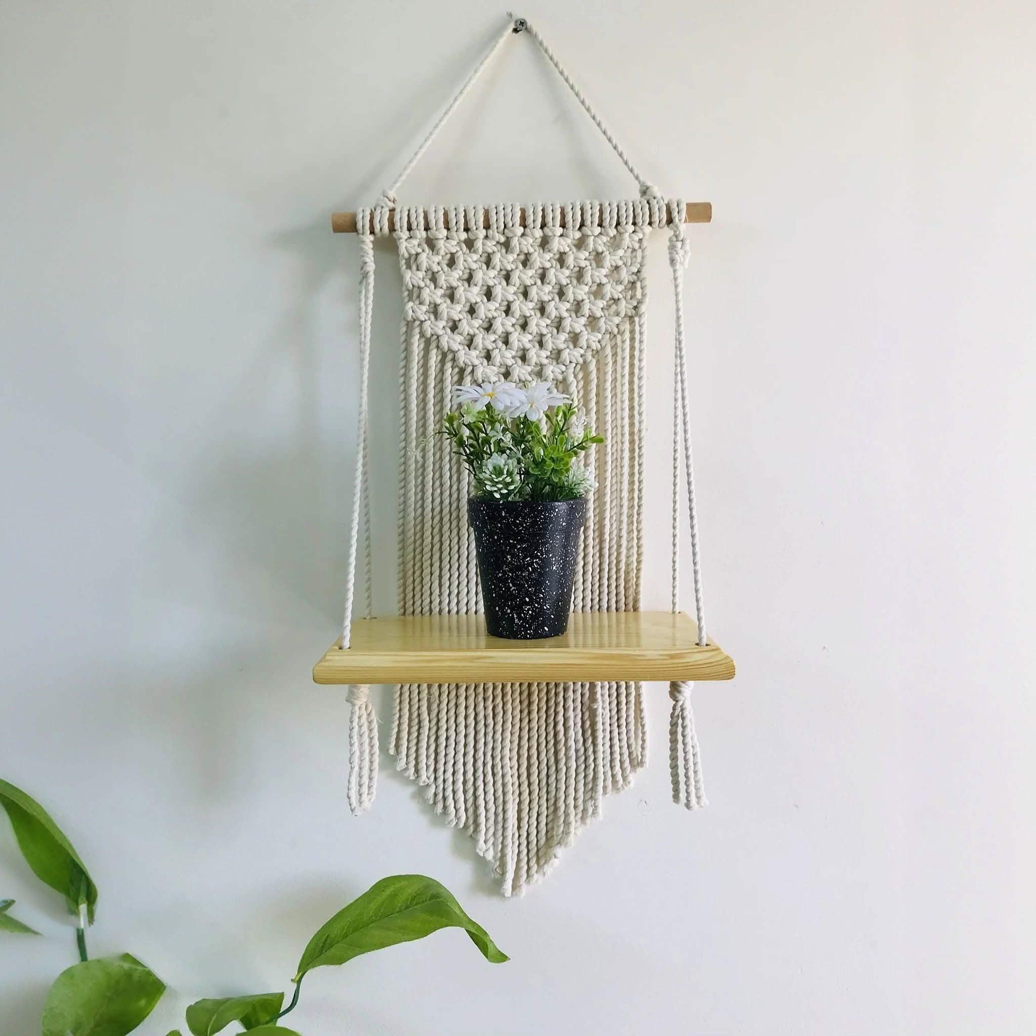 رف مكرمية قطن وموسكي، 14*27*60 سم