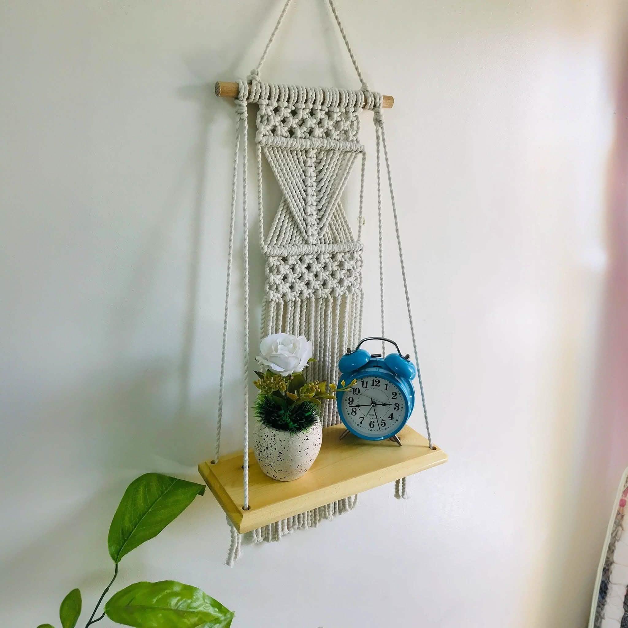 رف مكرمية قطن وموسكي، 33*14*60 سم