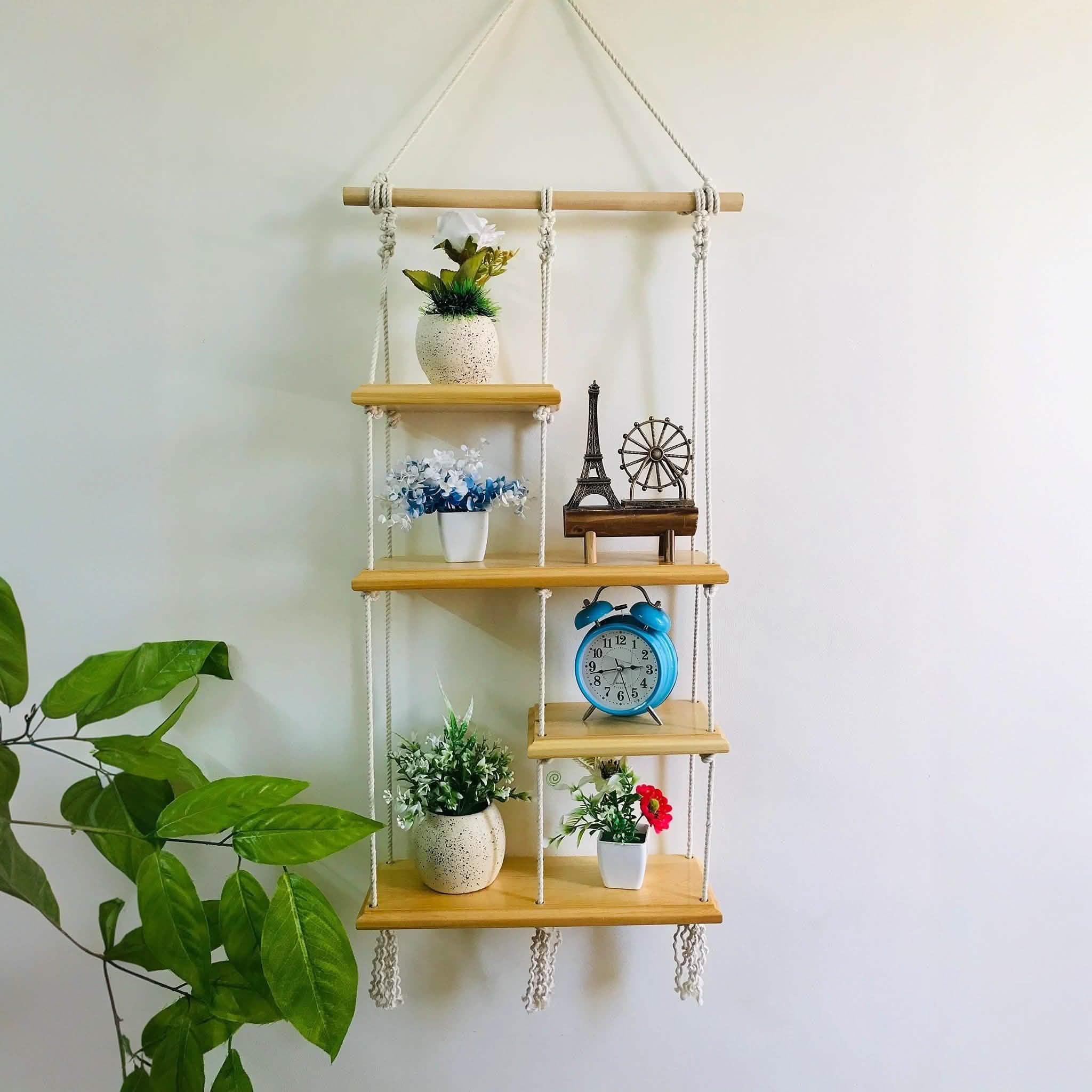 وحدة أرفف مكرمية قطن وموسكي، 40*14*90 سم