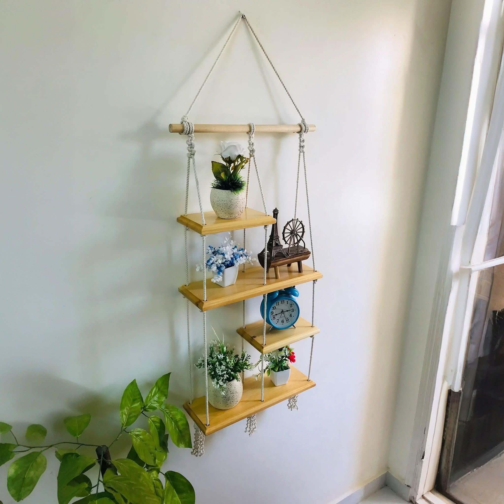 وحدة أرفف مكرمية قطن وموسكي، 40*14*90 سم