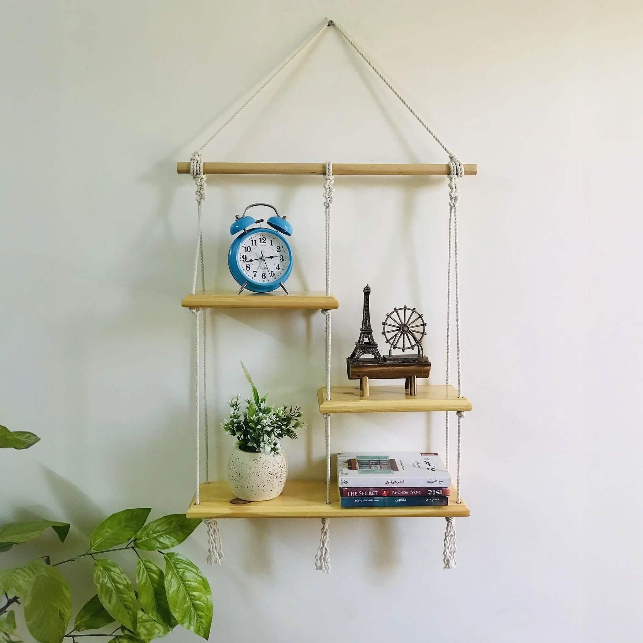 وحدة أرفف مكرمية قطن وموسكي، 50*14*70 سم