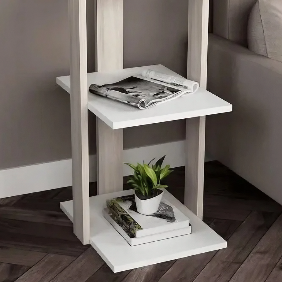 ترابيزة جانبية ام دي اف، 30*40*70 سم - أبيض × بيج