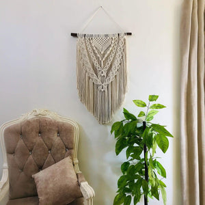 مكرمية حائط قطن وخشب موسكي، 50*100 سم