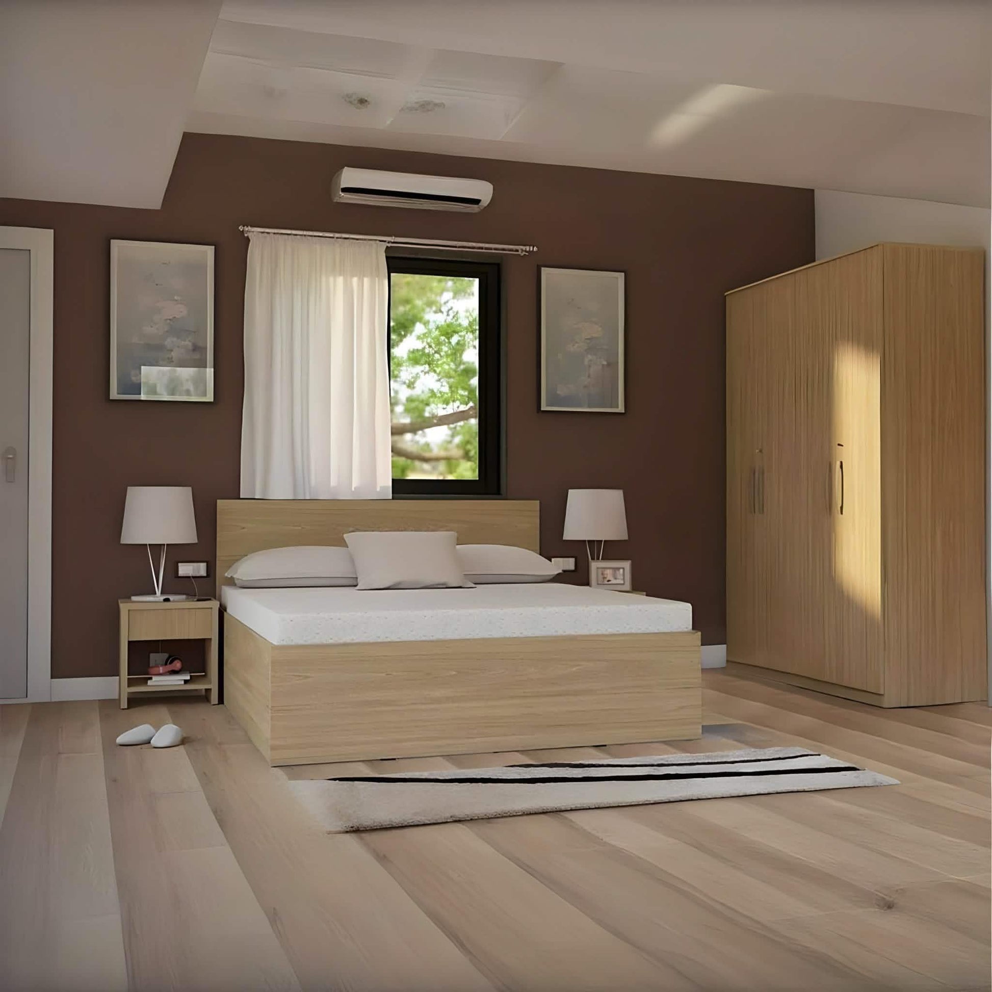 غرفة نوم كاملة، خشب ام دي اف - 4 قطع